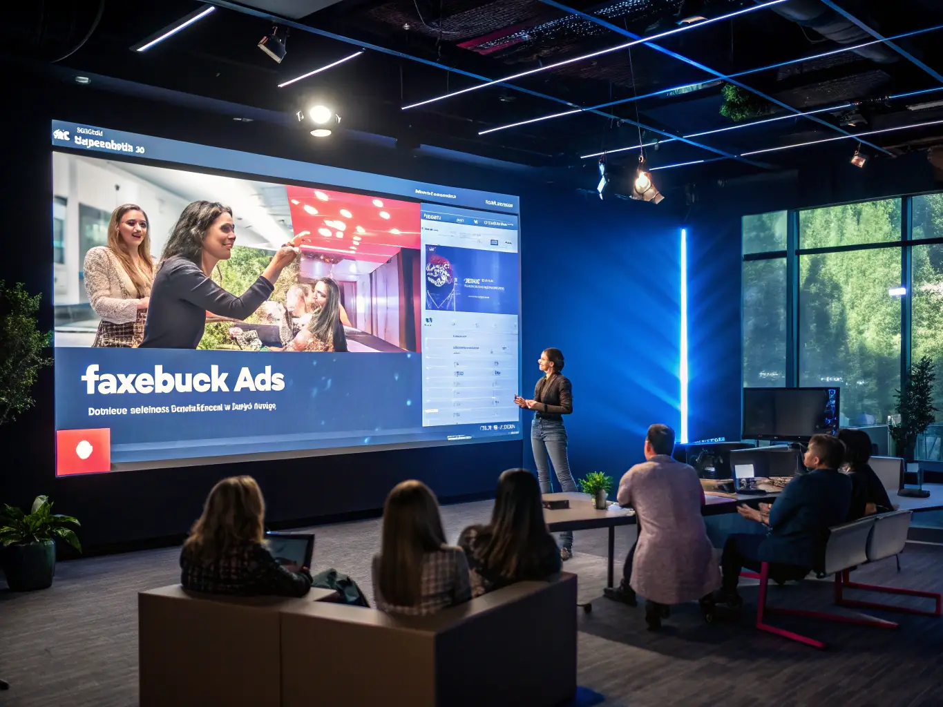 A visually engaging image representing Facebook and Instagram ads, showcasing a successful ad campaign with high engagement metrics and positive user feedback.